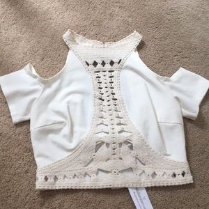 Ivory Windsor Croptop with buttons and crochet
